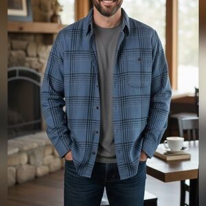 Lands' End Blake Shelton Large Flannel Button Down Shirt Blue/Navy Like New